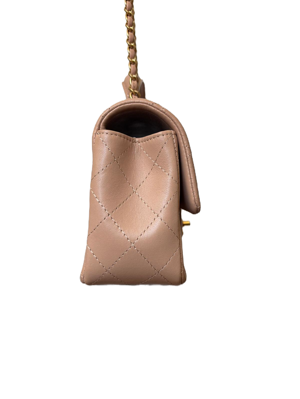 Chanel Lambskin Quilted Mini Top Handle Flap Bag In Beige image 4