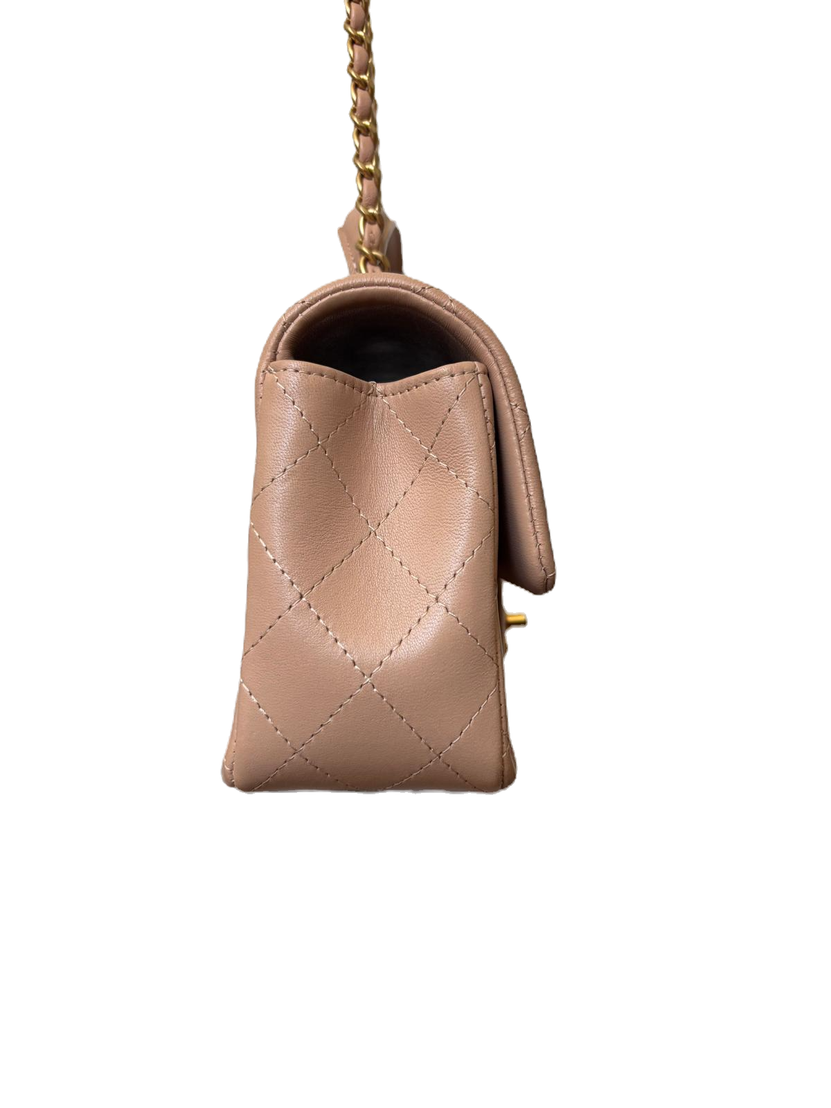 Chanel Lambskin Quilted Mini Top Handle Flap Bag In Beige image 4