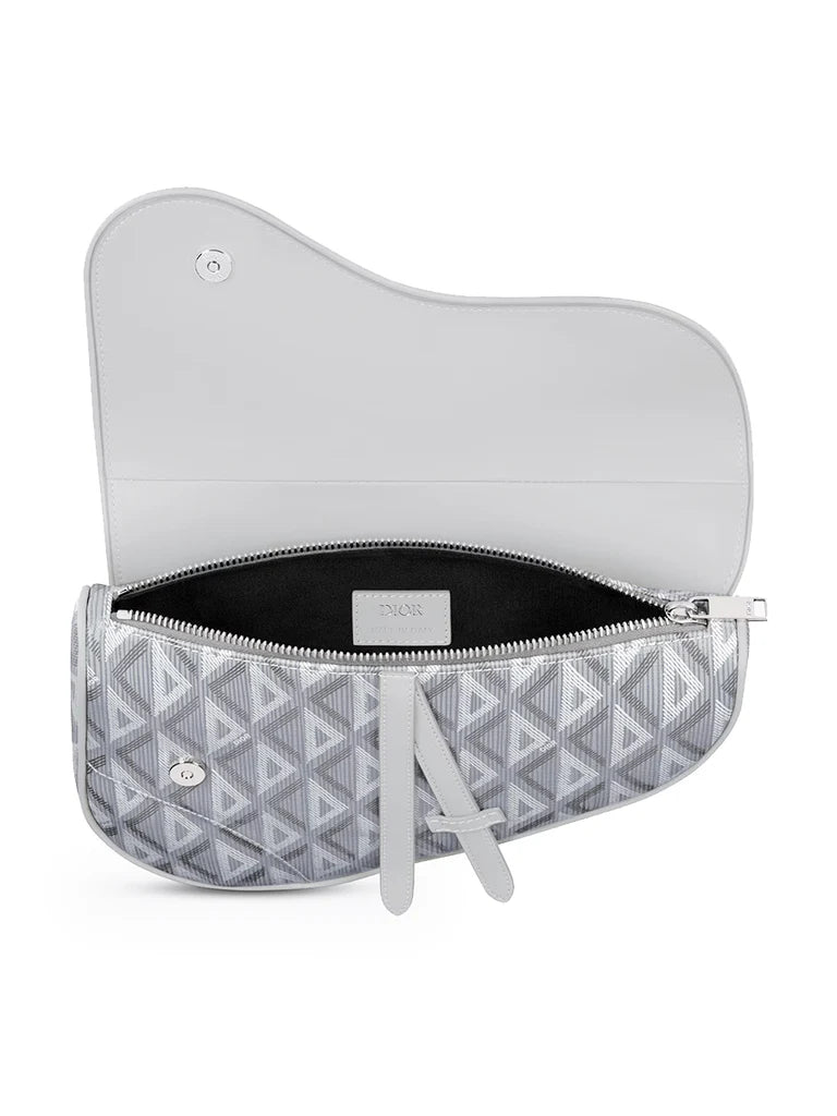 Dior Saddle Bag in Gray CD Diamond Canvas and Smooth Calfskin image 3