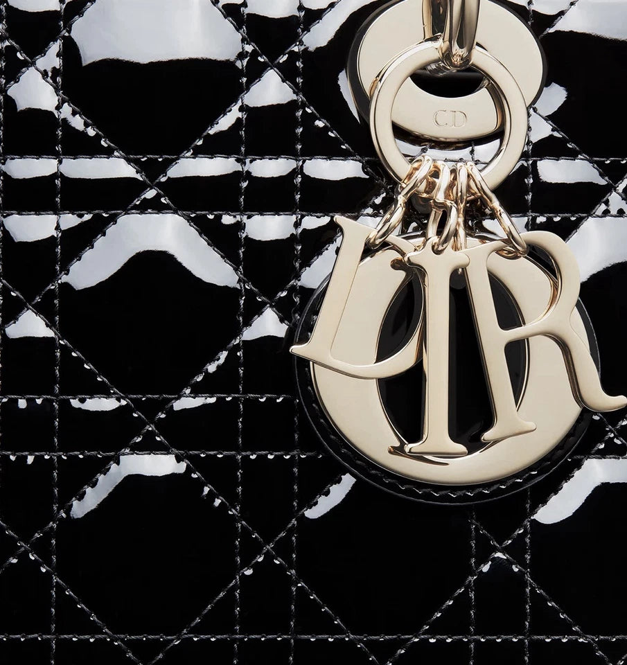 Small Lady Dior Bag Black Patent Cannage Calfskin image 4