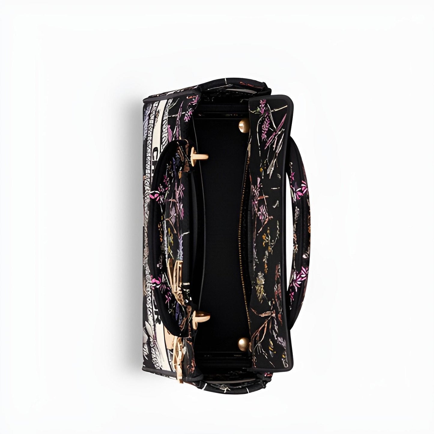 Medium Lady D-Lite Bag, Black Multicolor Dior Herbarium Embroidery image 2