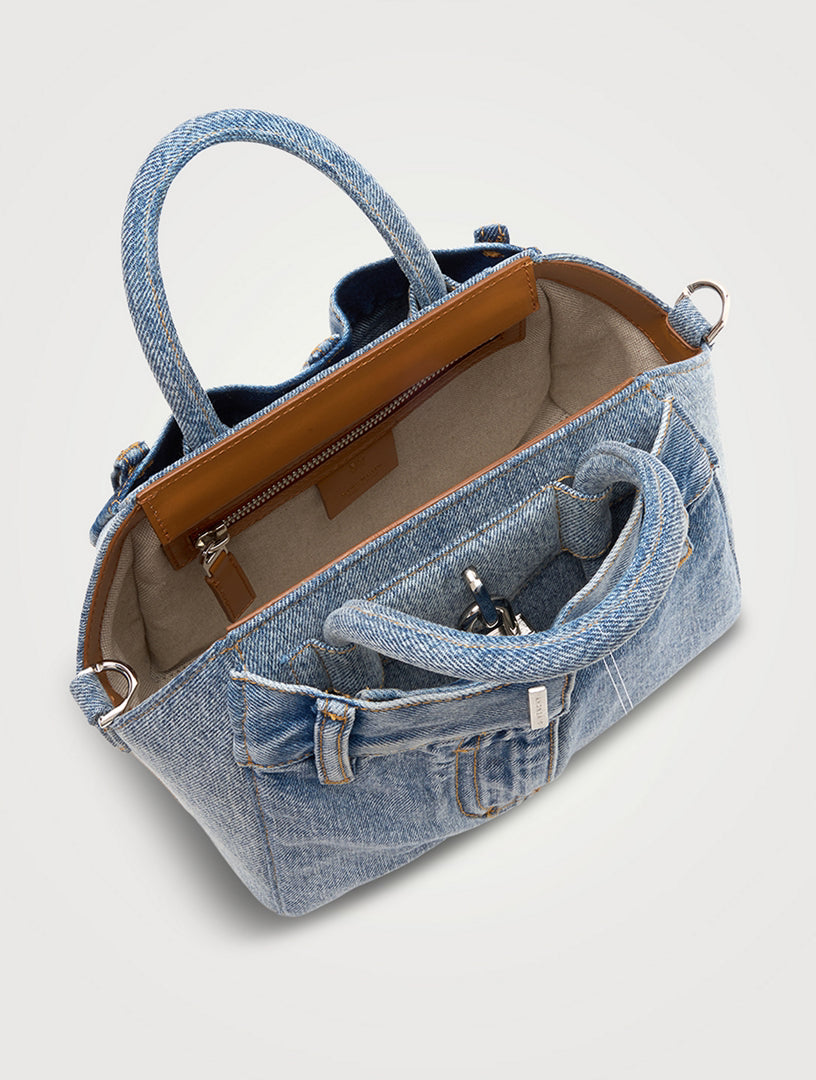 Givenchy Blue Mini Antigona Lock Denim Bag image 1