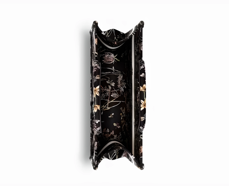 Medium Black Multicolor Dior Herbarium Embroidery Book Tote image 3