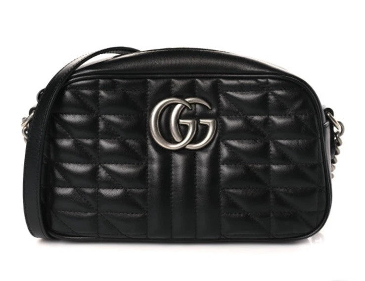 Gucci GG Marmont Chevron/Matelasse Shoulder Bag Small Black Leather image 0