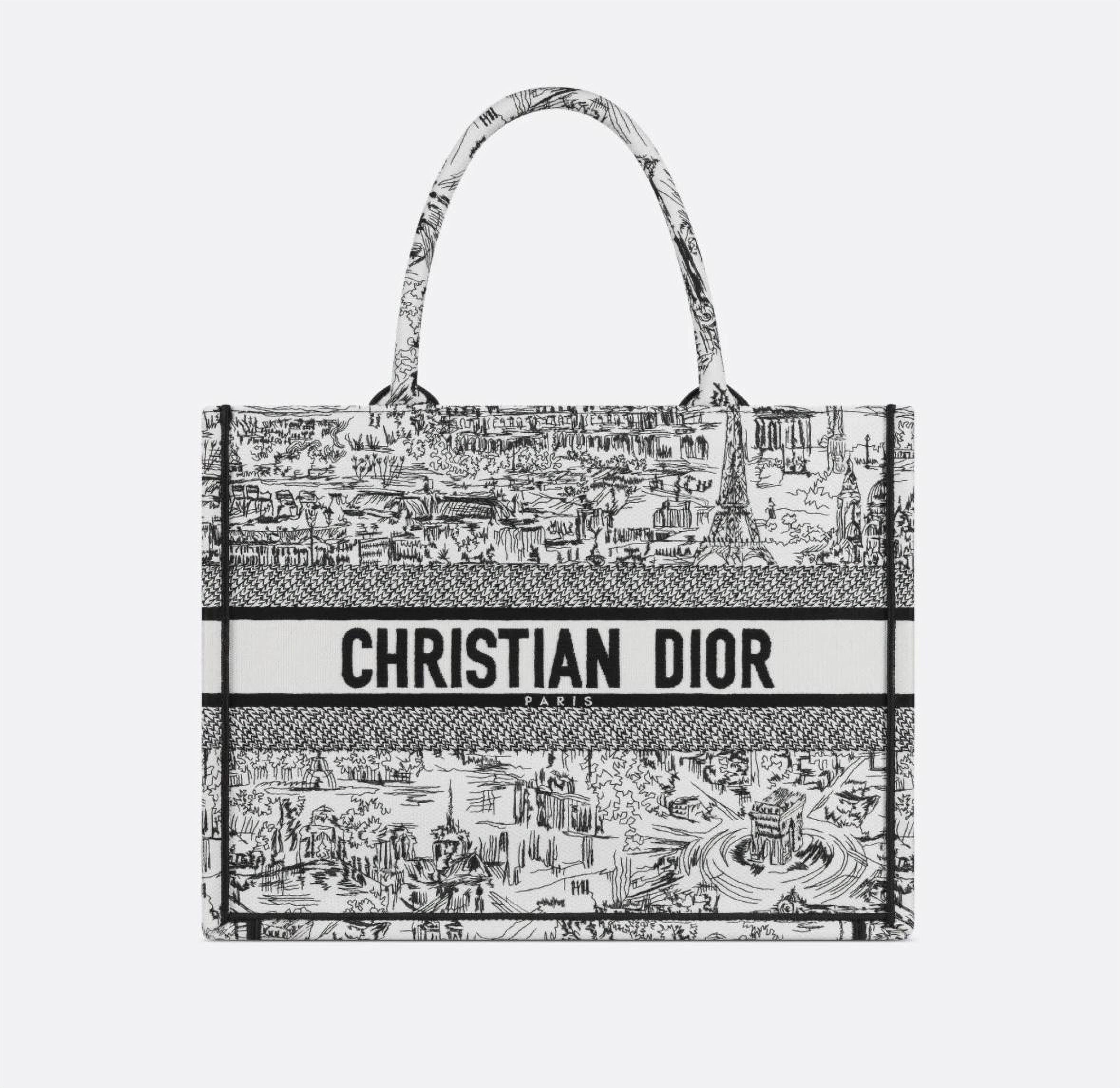 Dior Medium Black & White Plan de Paris Embroidery Book Tote bag image 0