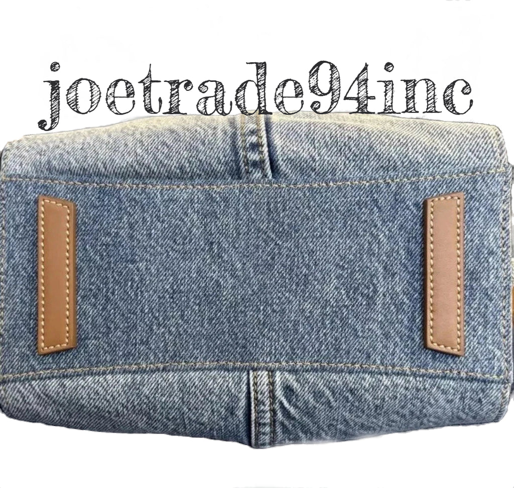 Givenchy Blue Mini Antigona Lock Denim Bag image 4