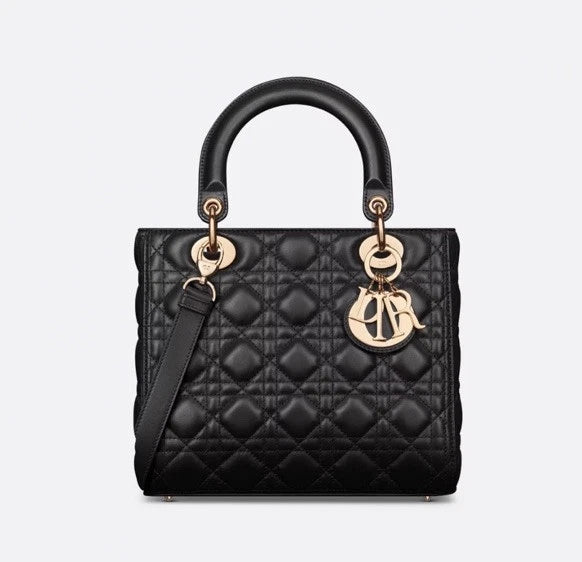 Medium Lady Dior Bag In Black Lambskin image 0