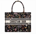 Medium Black Multicolor Dior Herbarium Embroidery Book Tote image 0