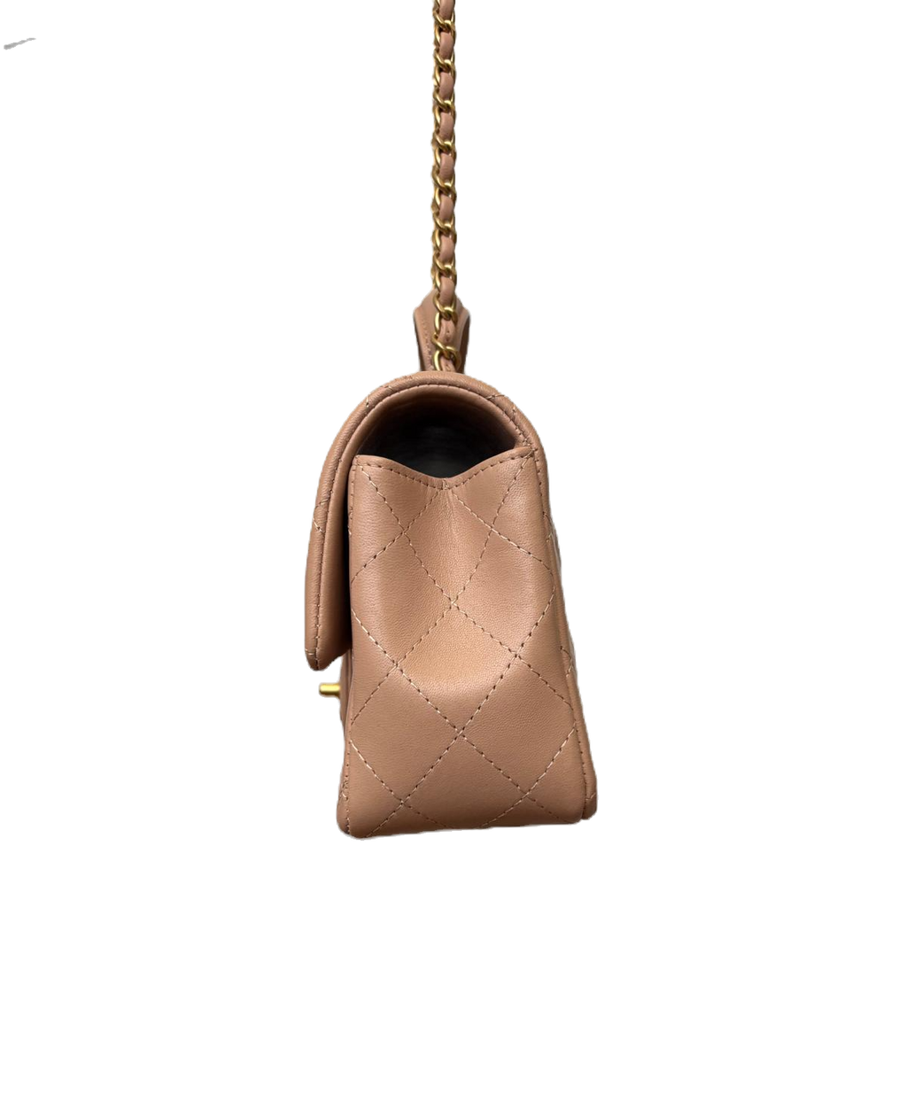 Chanel Lambskin Quilted Mini Top Handle Flap Bag In Beige image 3