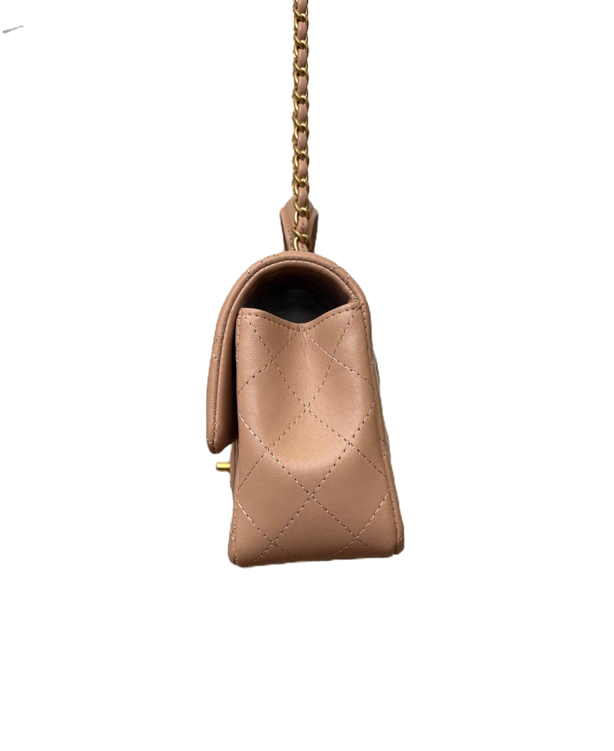 Chanel Lambskin Quilted Mini Top Handle Flap Bag In Beige image 3