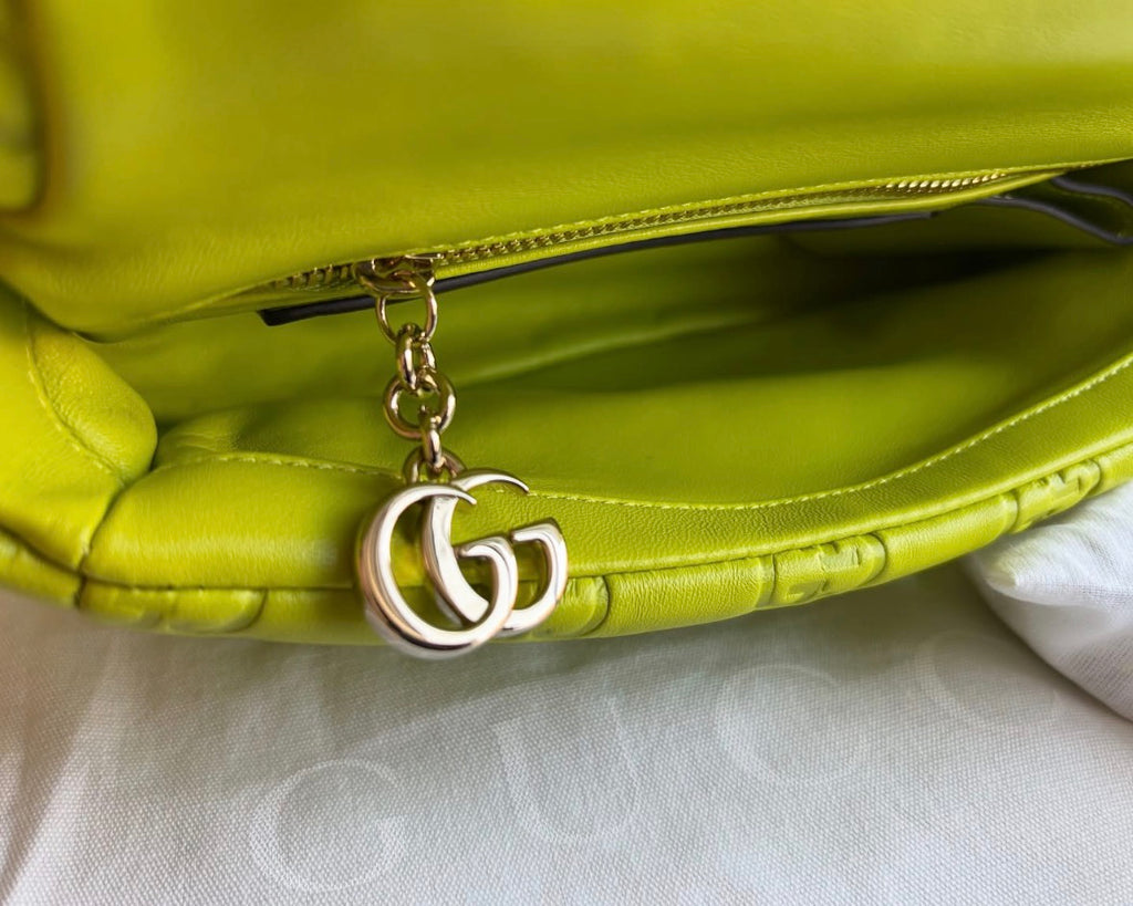 Gucci GG Milano Small Exotic Leather Top Handle Bag – Lime Green Luxury Handbag