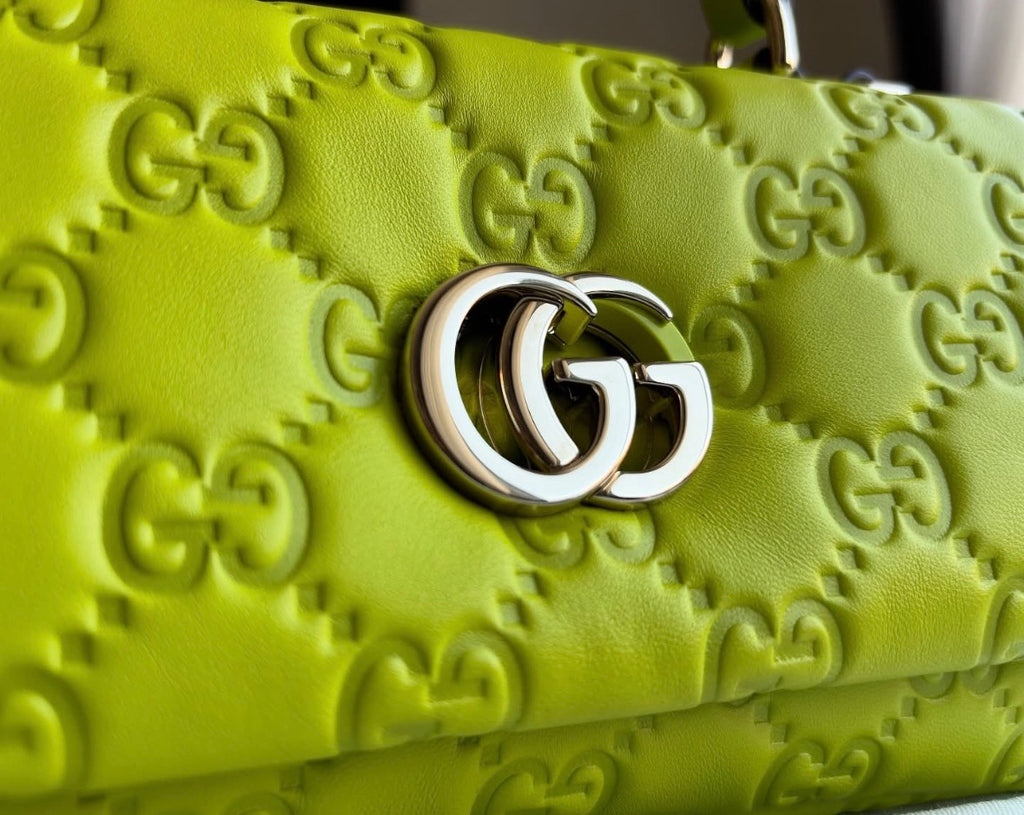 Gucci GG Milano Small Exotic Leather Top Handle Bag – Lime Green Luxury Handbag