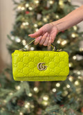 Gucci GG Milano Small Exotic Leather Top Handle Bag – Lime Green Luxury Handbag
