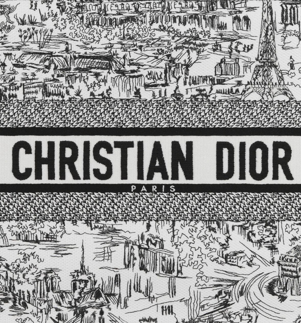 Dior Medium Black & White Plan de Paris Embroidery Book Tote bag image 3
