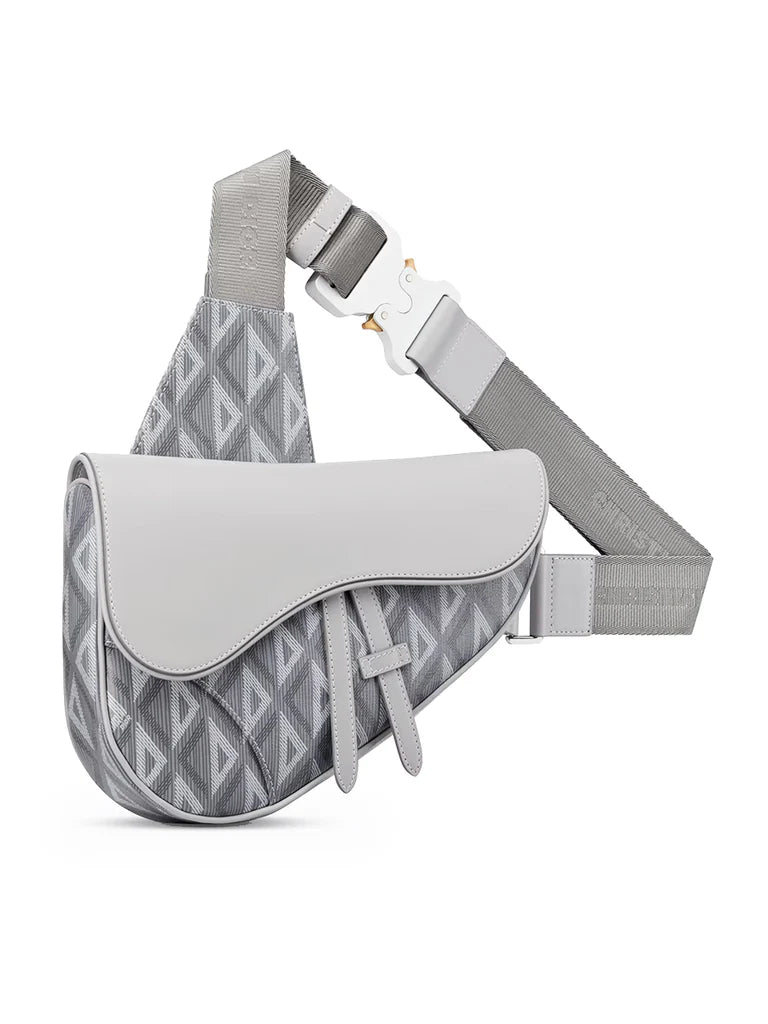 Dior Saddle Bag in Gray CD Diamond Canvas and Smooth Calfskin image 0