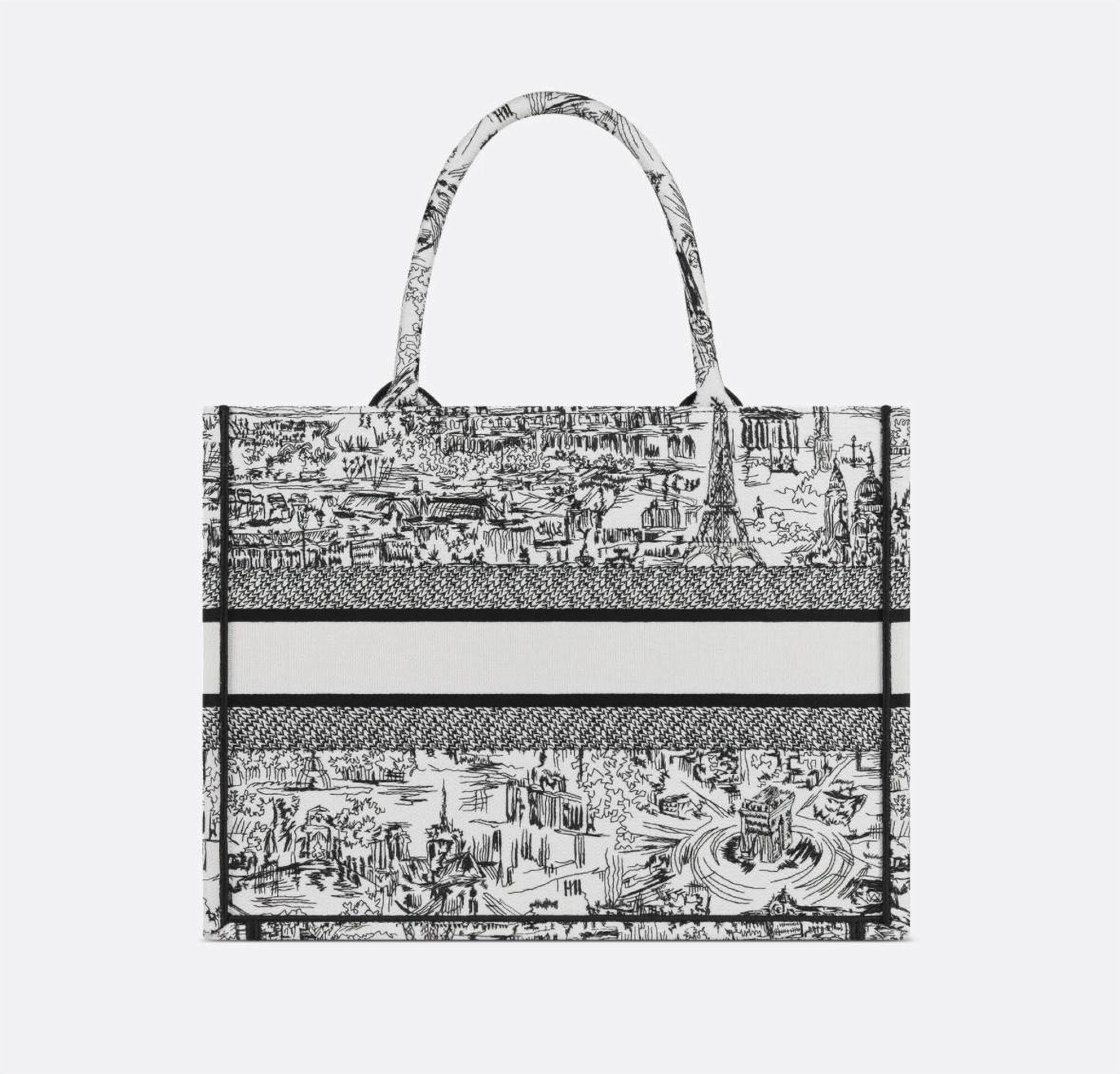 Dior Medium Black & White Plan de Paris Embroidery Book Tote bag image 1
