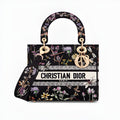 Medium Lady D-Lite Bag, Black Multicolor Dior Herbarium Embroidery image 0