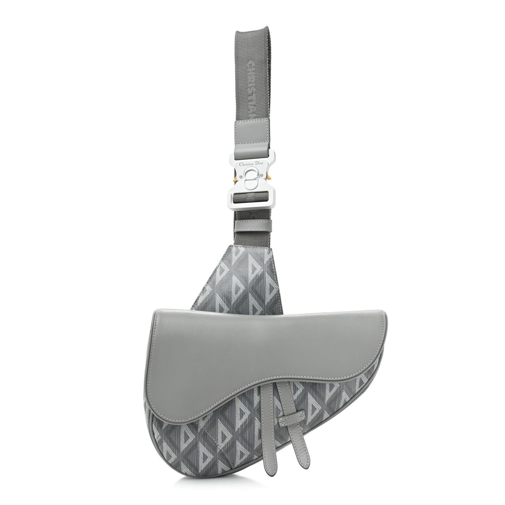 Dior Saddle Bag in Gray CD Diamond Canvas and Smooth Calfskin image 2