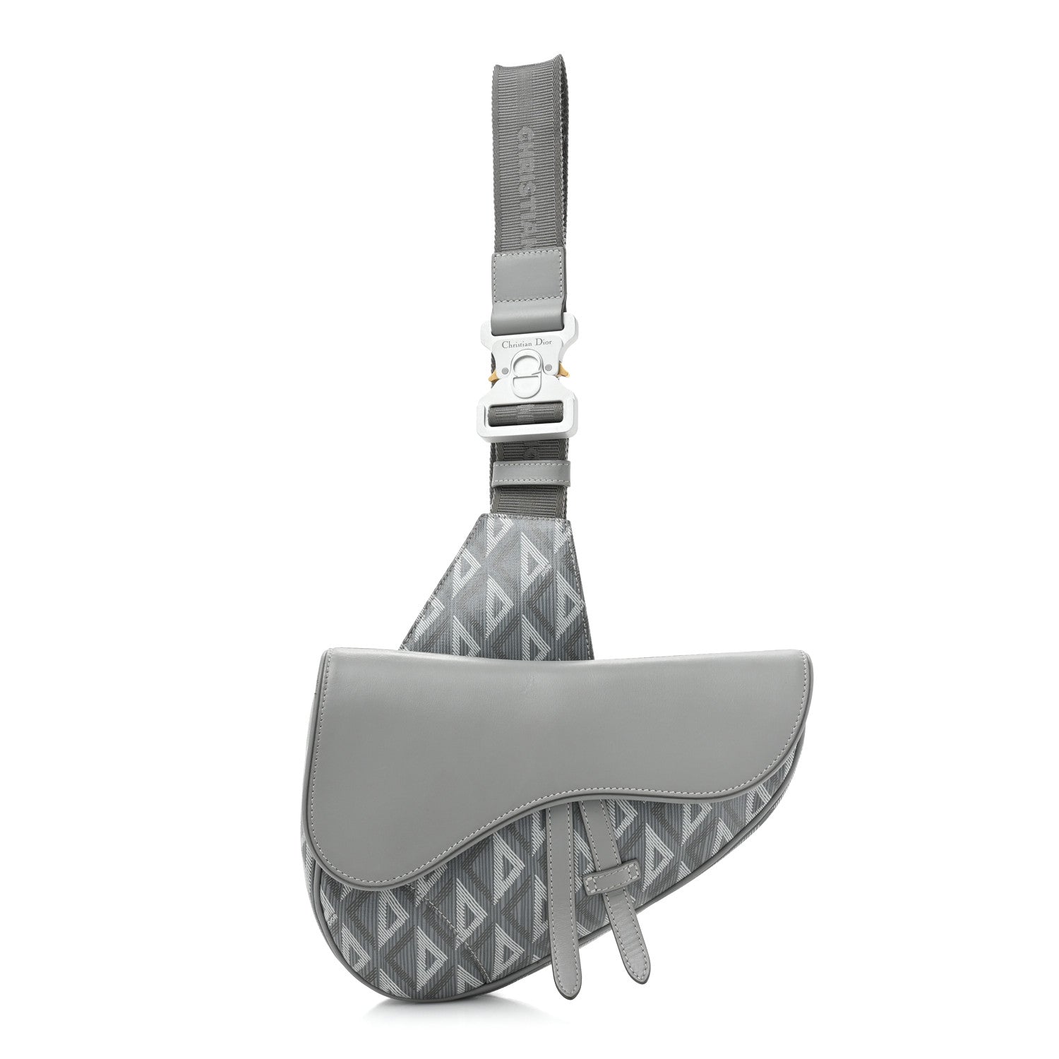 Dior Saddle Bag in Gray CD Diamond Canvas and Smooth Calfskin image 2