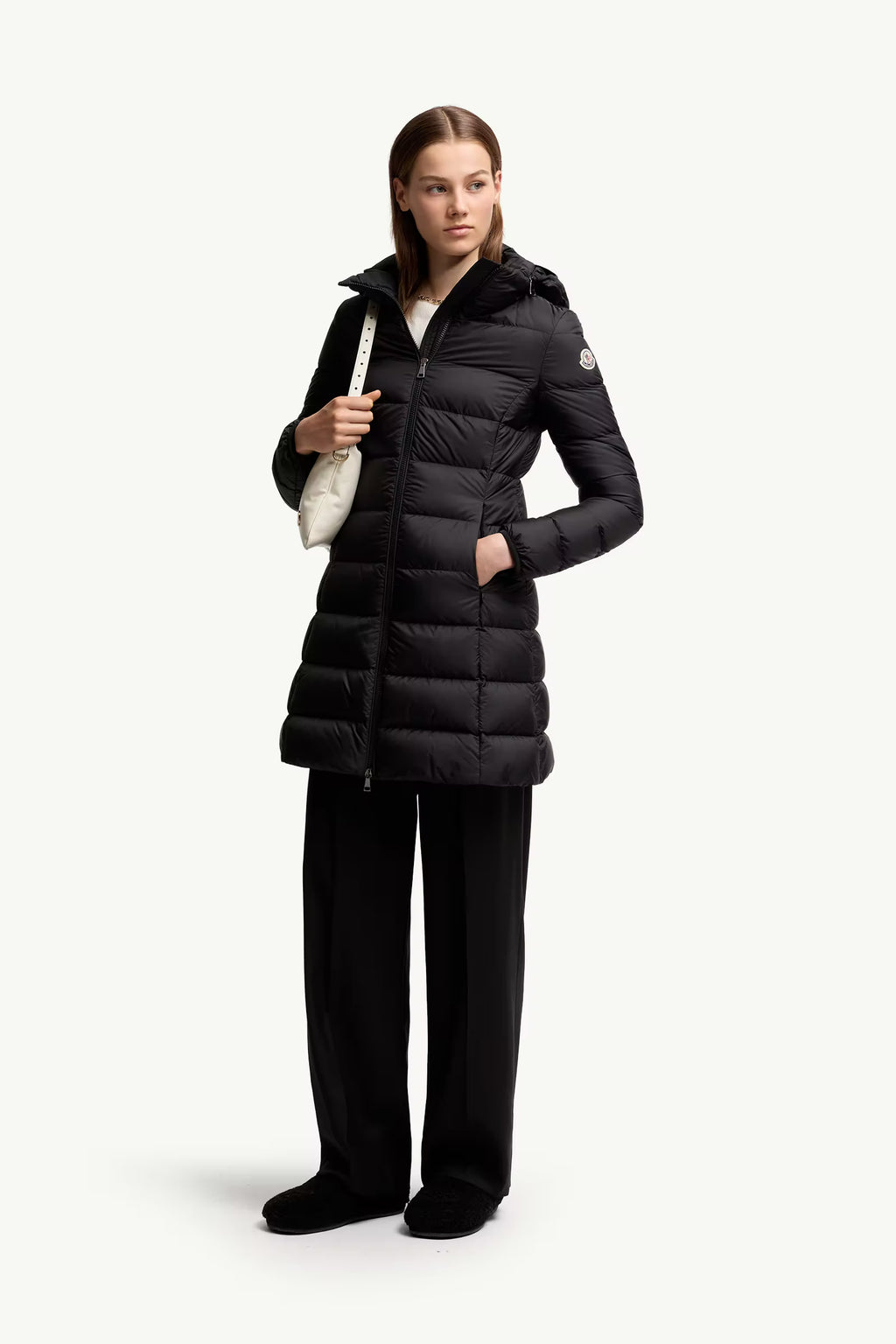 Moncler Gie Hooded Long Down Jacket W