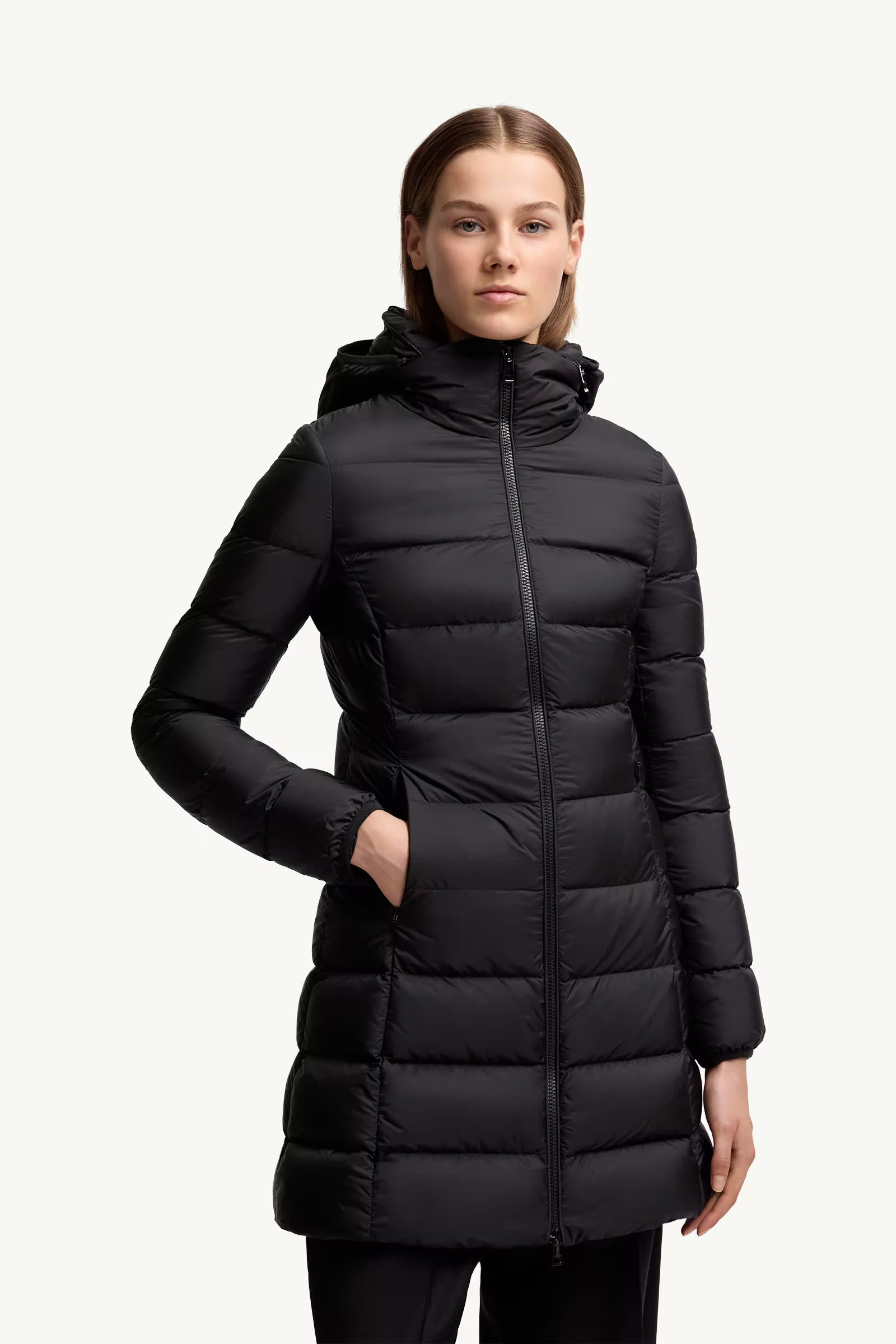 Moncler Gie Hooded Long Down Jacket W